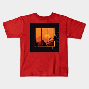 Cat at the window Kids T-Shirt